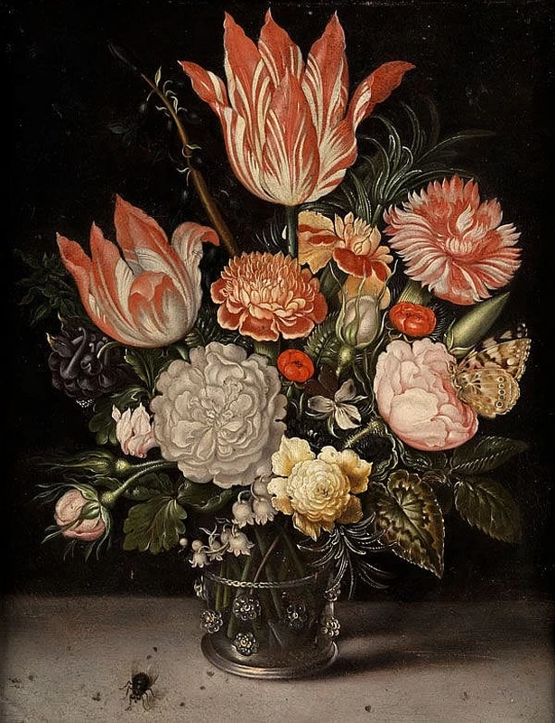 Mazzo di fiori in un vaso di vetro